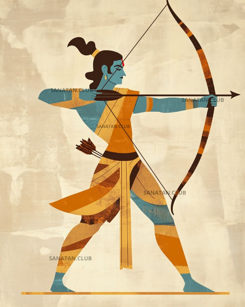 An abstract, modern art, representation of Shree Ram killing Maricha (deer) for his wife Maa Sita
