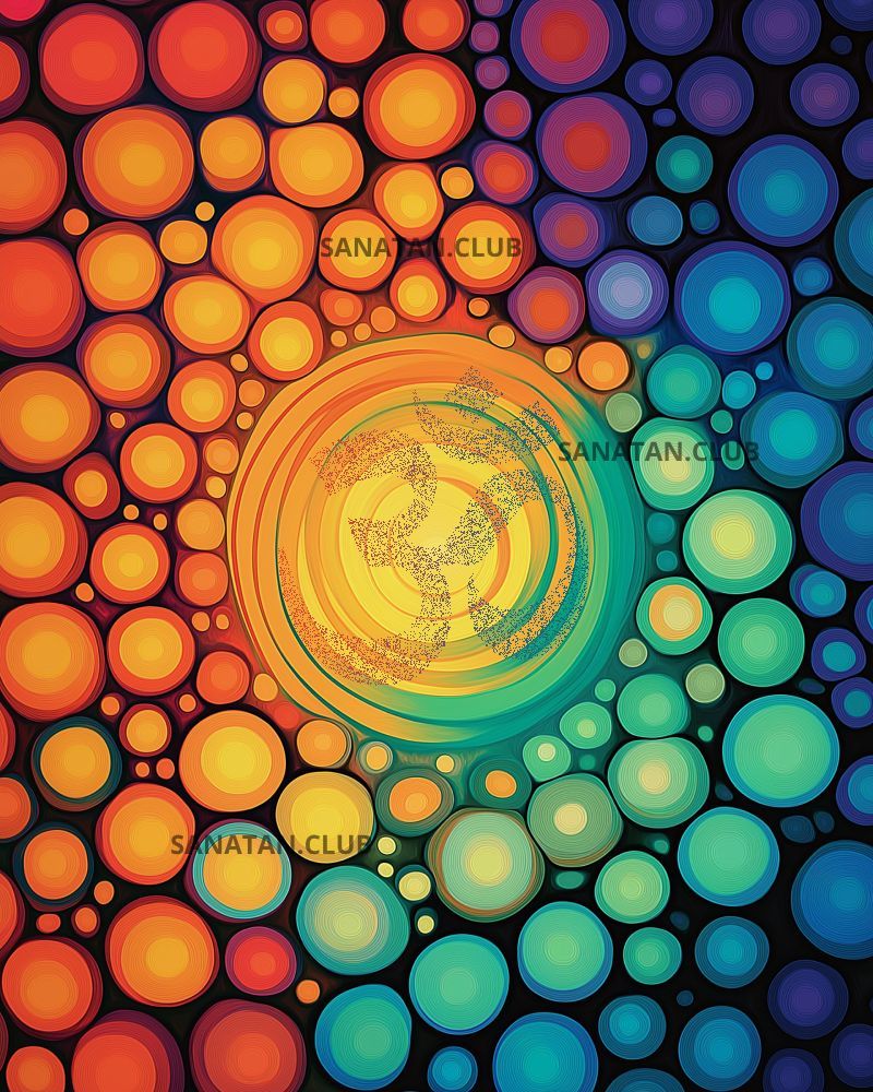 A beautiful, vibrant, colorful, representaion of Om or Aum symbol which is sacred for Hindus