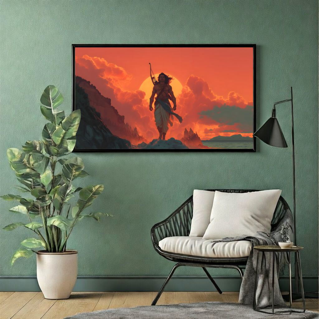 Abstract Artwork of the Arjuna standing on the Battlefield of Mahabharata